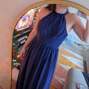 Purple Chiffon Bridesmaids Prom Dress High Neck